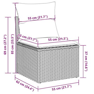 4-delige Loungeset met kussens poly rattan lichtgrijs - thumbnail