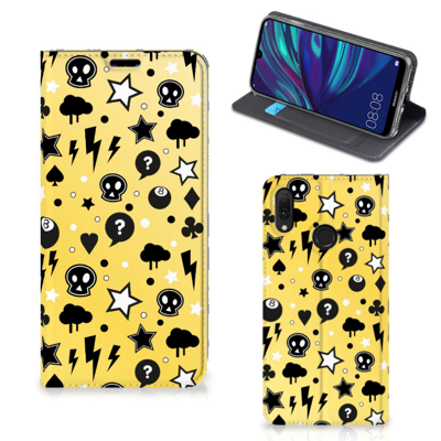 Mobiel BookCase Huawei Y7 hoesje Y7 Pro (2019) Punk Geel Mobiel BookCase Huawei Y7 hoesje Y7 Pro (2019) Punk Geel