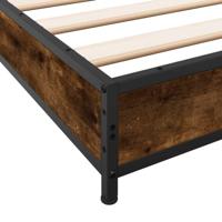 Bedframe bewerkt hout metaal gerookt eikenkleurig 120x200 cm - thumbnail