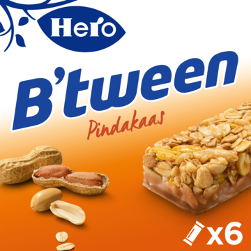 Tussendoortje Hero B'tween pinda&pindakaas 6pack reep 25gr