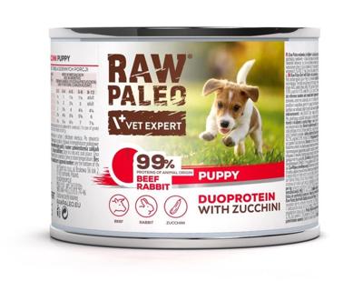 RAW PALEO Duoprotein Beef & Rabbit Puppy - natvoer voor honden - 200g