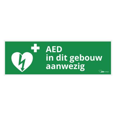AED aanwezig sticker 30x10