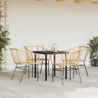 5-delige Tuinset poly rattan glas bruin - thumbnail