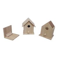 Hobbygroep Playwood houten vogelhuis vierkant met afneembaar dak 14x11x17 cm. - thumbnail
