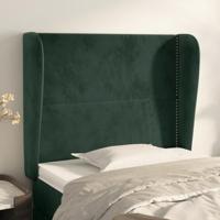Hoofdbord met randen 93x23x118/128 cm fluweel donkergroen - thumbnail