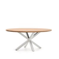 Kave Home Ovale Eettafel 'Argo' Acaciahout, 200 x 100cm, kleur Wit - thumbnail