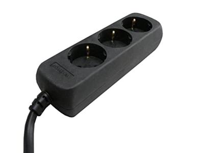 VB Stekkerdoos tcd 3V +RA 3.0 meter 3x1.5mm² Zwart