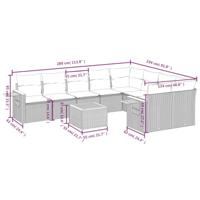 10-delige Loungeset met kussens poly rattan beige - thumbnail