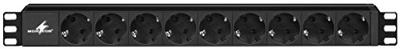 MONACOR RCS-92/SW Rack Sockets Strip met 9 Schuko Sockets Zwart
