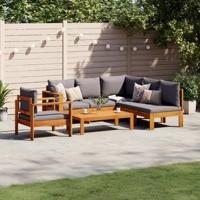 5-delige Loungeset met kussens massief acaciahout - thumbnail