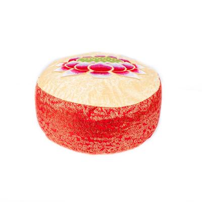 Yogi & Yogini Meditatiekussen Rond Katoen Rood Geel - Lotus - 33 x 16 cm
