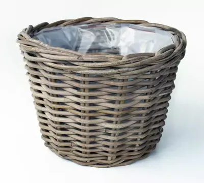 Bloempot Pot Rotan Antique Grey D29H20 cm Van der Leeden - Van der leeden