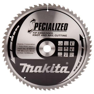 Makita Accessoires Cirkelzaagblad Hout (noest/spijker) | Embedded Tip 355x30x3,0 60T 18g - B-09547 - B-09547 Makita Accessoires Cirkelzaagblad Hout (noest/spijker) | Embedded Tip 355x30x3,0 60T 18g - B-09547 - B-09547
