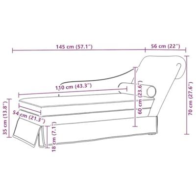 Chaise longue met bolster en rechterarmleuning fluweel zwart