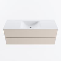 MONDIAZ VICA 130cm badmeubel onderkast Linen 2 lades. Wastafel CLOUD midden zonder kraangat, kleur Talc. - thumbnail