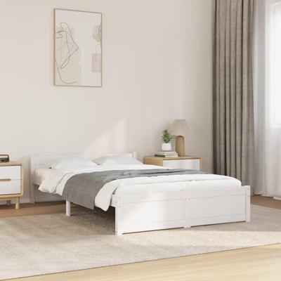 Bedframe massief hout wit 120x190 cm