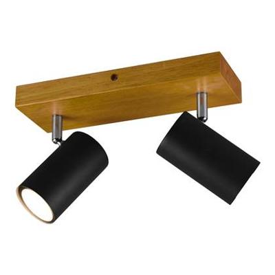 Trio 2-lichts opbouwspotMarley zwart op hout - 812400232