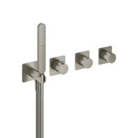 Hotbath Inbouw Thermostaatkraan Gal Voor Bad en Douche met 2 Stopkranen Zonder Uitloop Geborsteld Nikkel PVD - thumbnail