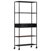 Boekenkast 80x35x180 cm ruw mangohout en ijzer - thumbnail