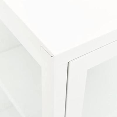 Dressoir 105x35x70 cm staal en glas wit