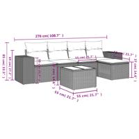 6-delige Loungeset met kussens poly rattan zwart - thumbnail
