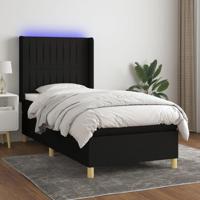 Boxspring met matras en LED stof zwart 90x190 cm - thumbnail