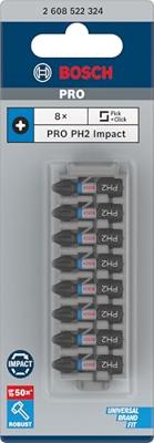 Bosch Accessoires Schroefbit Impact Control PH2, 25 mm 8x - 2608522324 Bosch Accessoires Schroefbit Impact Control PH2, 25 mm 8x - 2608522324
