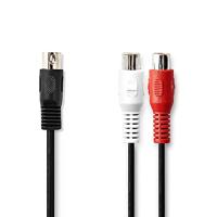 DIN-Audiokabel | DIN 5-Pins Male | 2x RCA Female | Vernikkeld | 0.20 m | Rond | PVC | Zwart - thumbnail