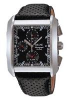 Horlogeband Seiko 7T62-0GL0 / SNA773P2 / 4KW9JZ Leder Zwart 26mm - thumbnail