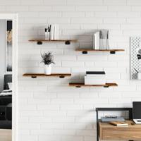 Wandschappen 4 st 60x30x1,5 cm bewerkt hout gerookt eikenkleur - thumbnail