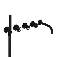 Thermostatische Badkraan Hotbath Cobber @Work Inbouw Met 2 Stopkranen En Handdouche Met Uitloop Mat Zwart - thumbnail