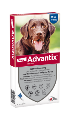 Advantix vlooien- en tekenpipet voor honden 400/2000 (25 tot 40 kg) 4 pipetten