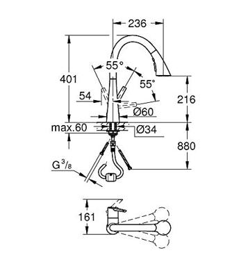 Grohe Zedra Keukenmengkraan Triple Spray Chroom