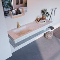 MONDIAZ ALAN-DLUX 150cm planchet Opalo. Vrijhangende wastafel CLOUD links 1 kraangat, kleur Opalo. - thumbnail
