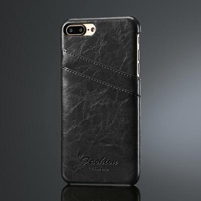 Fierre Shann Retro olie Wax textuur PU lederen Case voor iPhone 8 Plus & 7 Plus met de kaart Slots(Black)