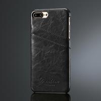 Fierre Shann Retro olie Wax textuur PU lederen Case voor iPhone 8 Plus & 7 Plus met de kaart Slots(Black) - thumbnail