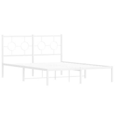 Bedframe met hoofdbord metaal wit 140x200 cm - thumbnail