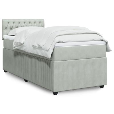 Boxspring met matras fluweel lichtgrijs 120x190 cm
