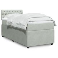 Boxspring met matras fluweel lichtgrijs 100x200 cm - thumbnail