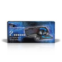 Nedis GCK41100BKIT Gaming Combo Kit 4-in-1 Toetsenbord, Koptelefoon, Muis En Muismat Blauw / Zwart Qwerty Italiaans - thumbnail