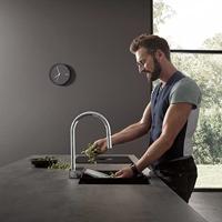 Hansgrohe Aquno Select M81 ééngreeps keukenkraan 170, uittrekbare vuistdouche, 3jet, chroom - thumbnail