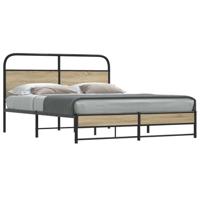 Bedframe zonder matras bewerkt hout gerookt eiken 150x200 cm - thumbnail