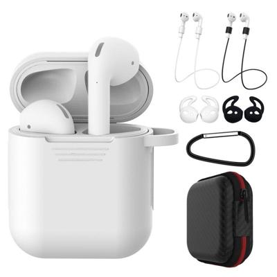 7 STKS draadloze koptelefoon schokbestendig silicone beschermhoes voor Apple AirPods 1/2 (wit + zwart)