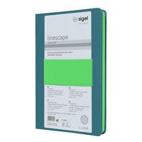 Sigel LS204 Notitieboek Linescape Hardcover DIN A5 Geruit Middelblauw, Neon-groen Aantal paginas: 88 - thumbnail