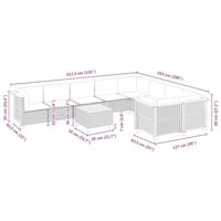 10-delige Loungeset met kussens poly rattan zwart - thumbnail