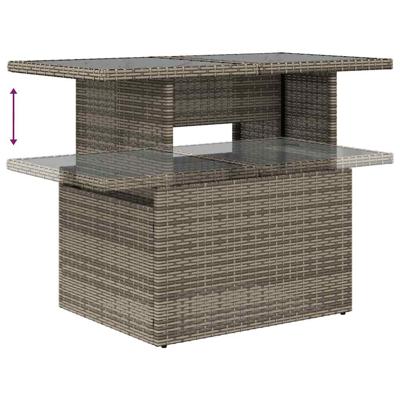 5-delige Loungeset met kussens poly rattan grijs - thumbnail
