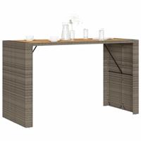 Tuinbartafel acaciahouten blad 185x80x110 cm poly rattan grijs - thumbnail