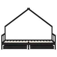 Kinderbedframe 80x200 cm massief grenenhout zwart - thumbnail