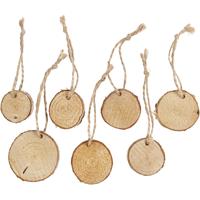 Creativ Company Houten schijf met ophangkoordje, 7st. - thumbnail