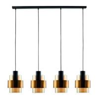 Freelight Hanglamp Chiasso 4 lichts L120 cm zwart goud - thumbnail